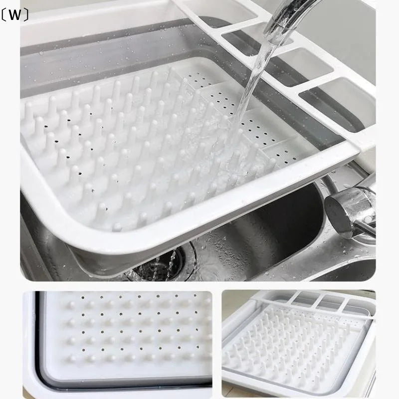 Collapsible Dish Drainer Space-Saving Dishes Drying Rack Bowls