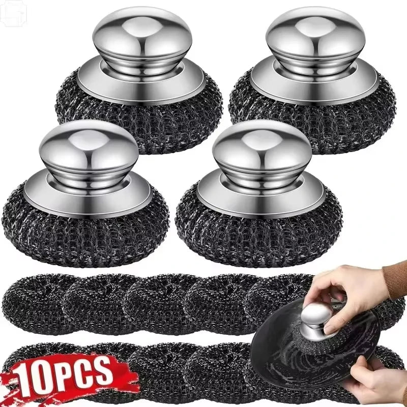 Stainless Steel Pot Brush Handle Robust Metal Ball