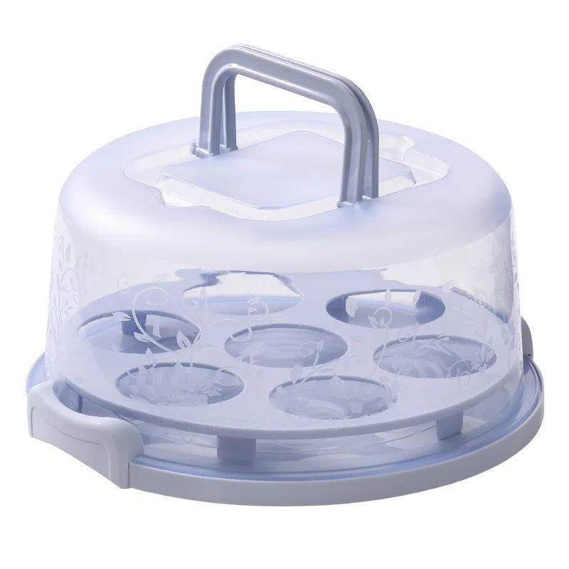 Plastic Round Cake Box Carrier Handle Pastry Storage
