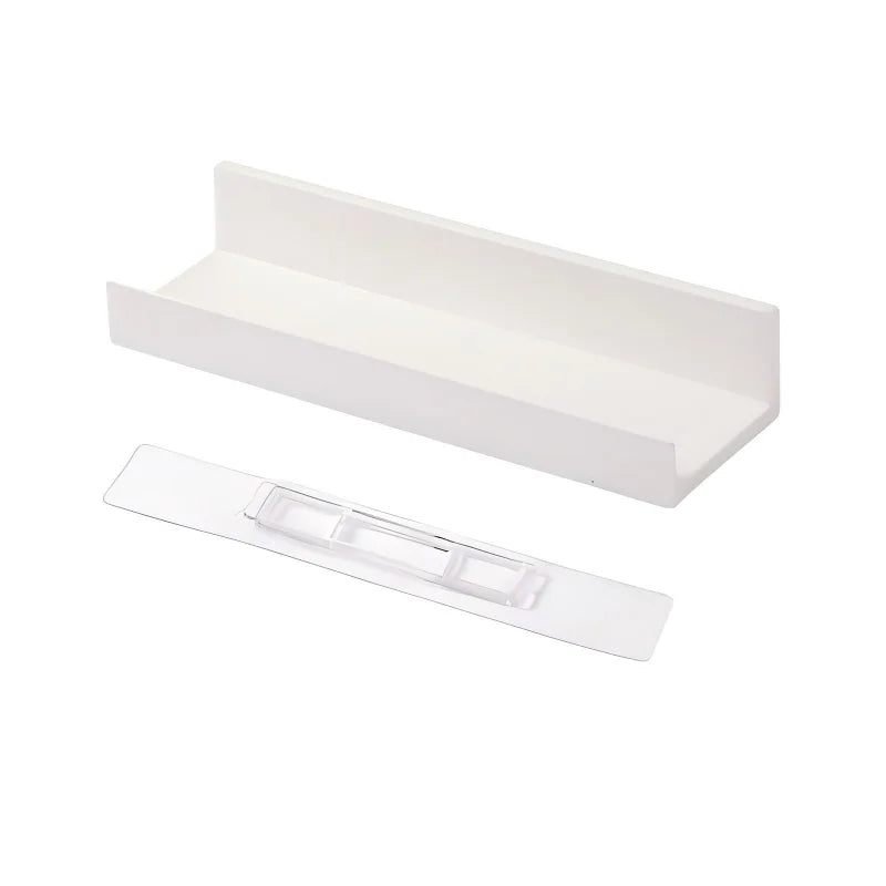White Corner Shower Caddy No Drill Bathroom Shelf