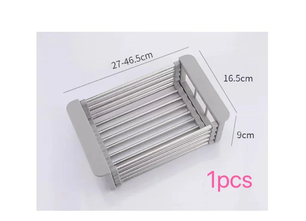 1pc Adjustable Expandable Dish Drying Rack Vegetable Fruit