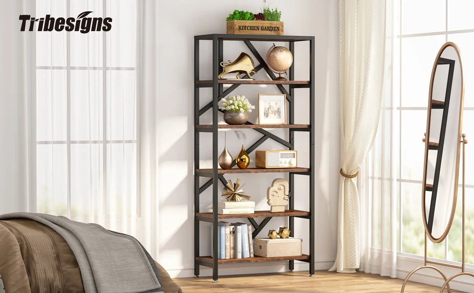 Tribesigns Bookshelf Storage Rack Standing Shelf Tier Industrial