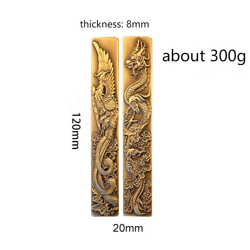 Chinese Style Brass Paperweight Antique Hand Painting Calligraphy