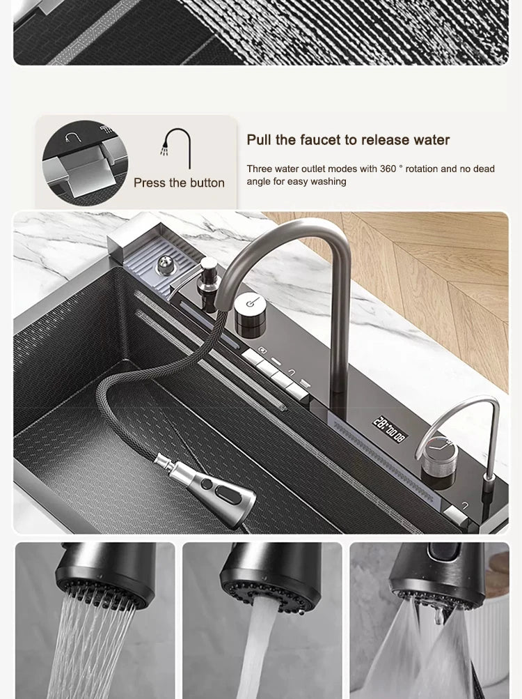 Sinks Stainless Steel Waterfall Sink Includes 120 50