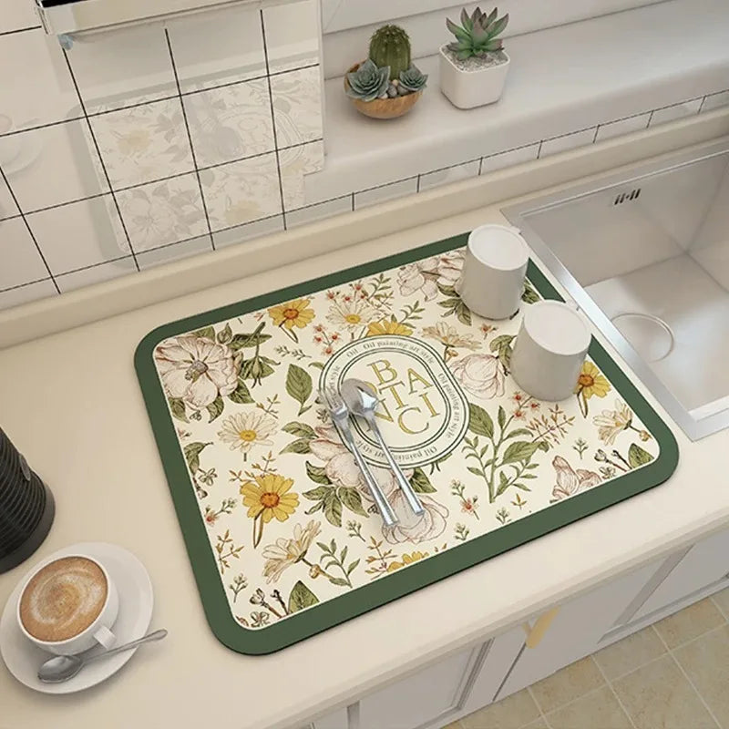 Drain Mat Dining Table Absorbent Mat Tableware Quick-Drying
