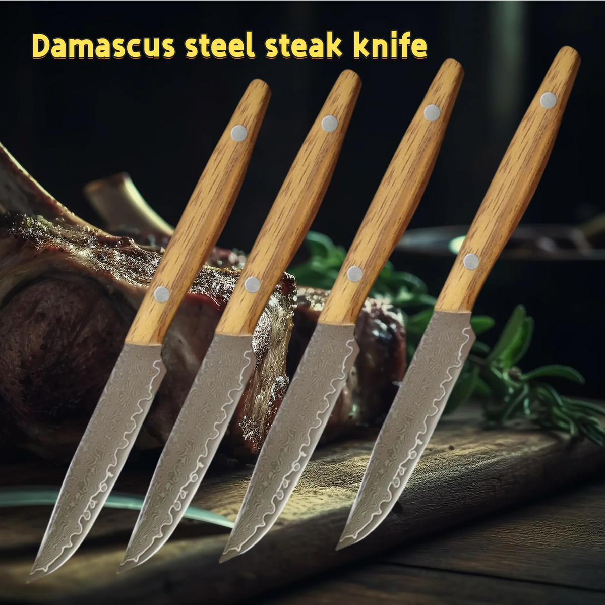Inch Steak Knife Cover Damascus Steel Blade Sharp