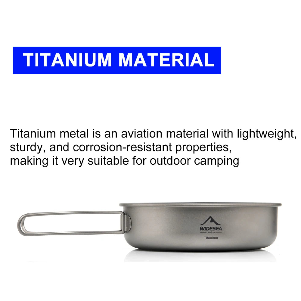 Widesea Camping Titanium Frying Pan Pot Bowl Ultra-Light