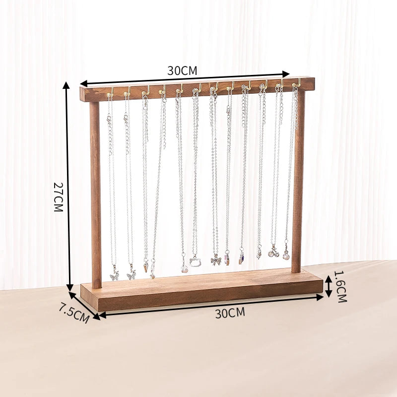 Jewelry Organizer Display Stand Wood Necklace Hanging Countertop