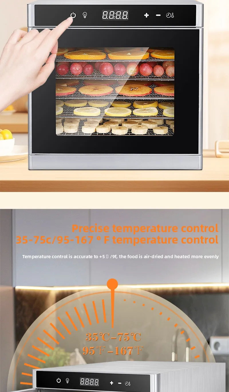 6-Layer Stainless Steel Food Dehydrator Machine Adjustable