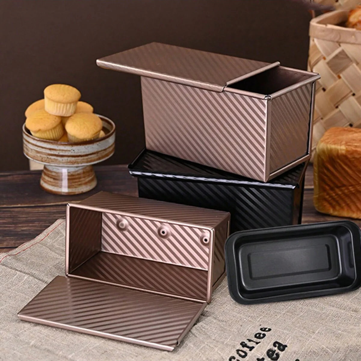 1pc Golden Loaf Pan Lid - Non-Stick Rust