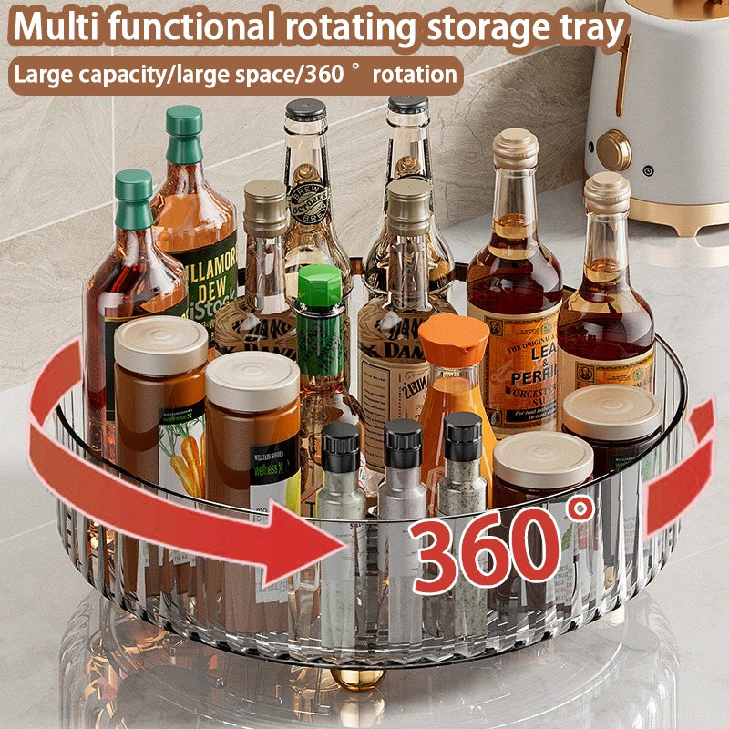 Rotating Spice Rack Kitchens Multi-Functional Storage Tray