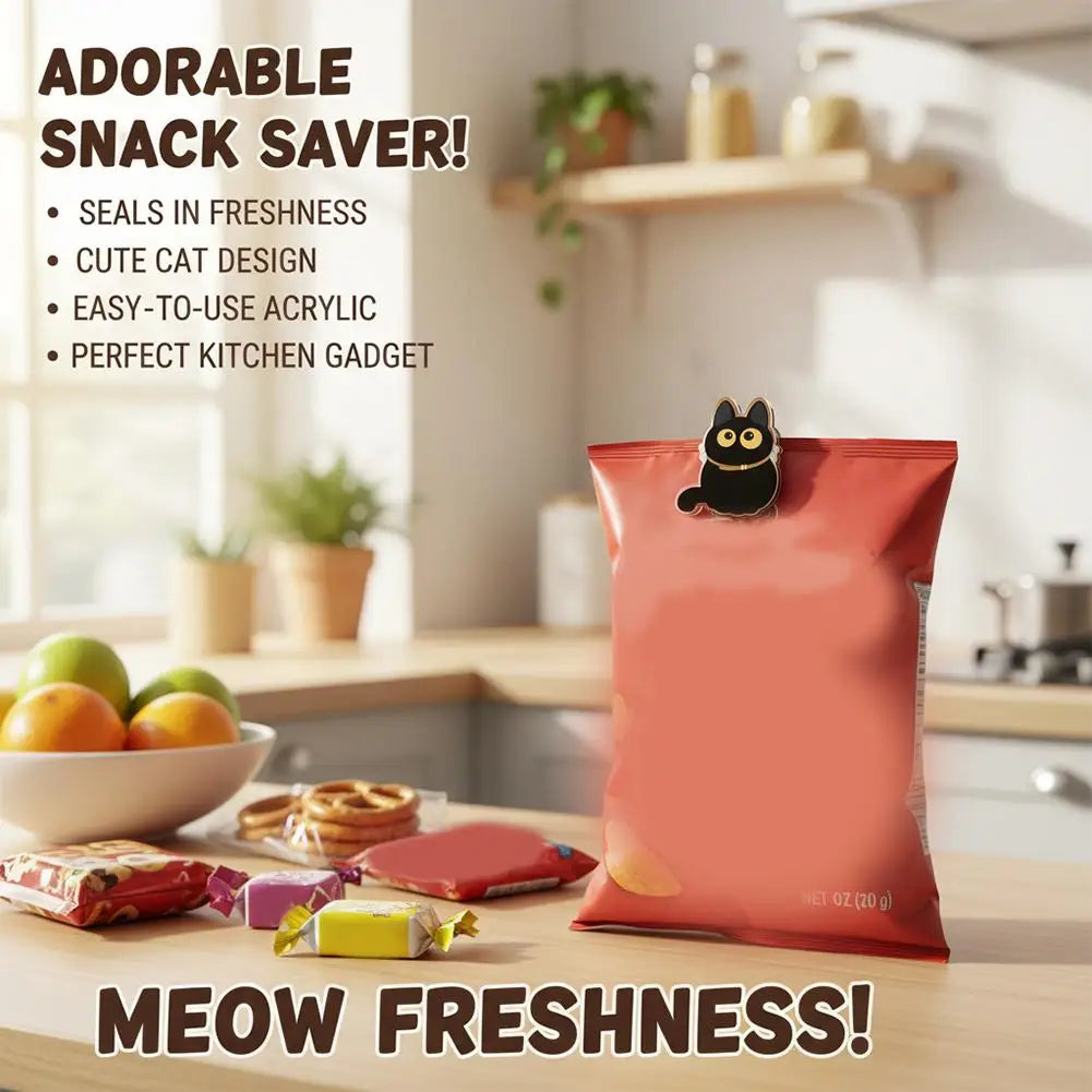 8pcs Cute Black Cat Bag Clips Food Storage