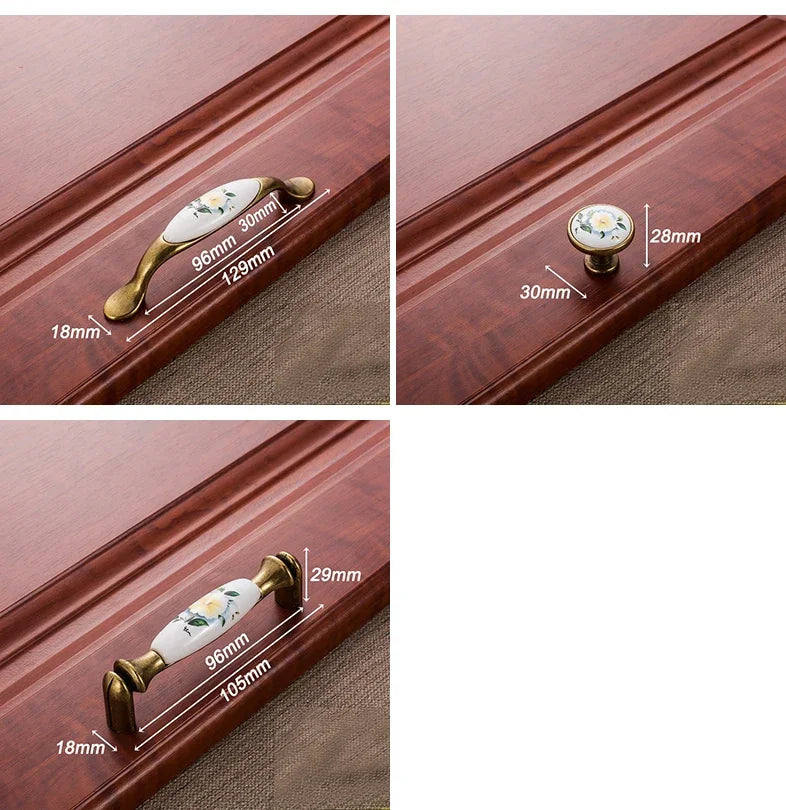 Ym Green Flower Ceramic Handles Cabinet Storage Dressers