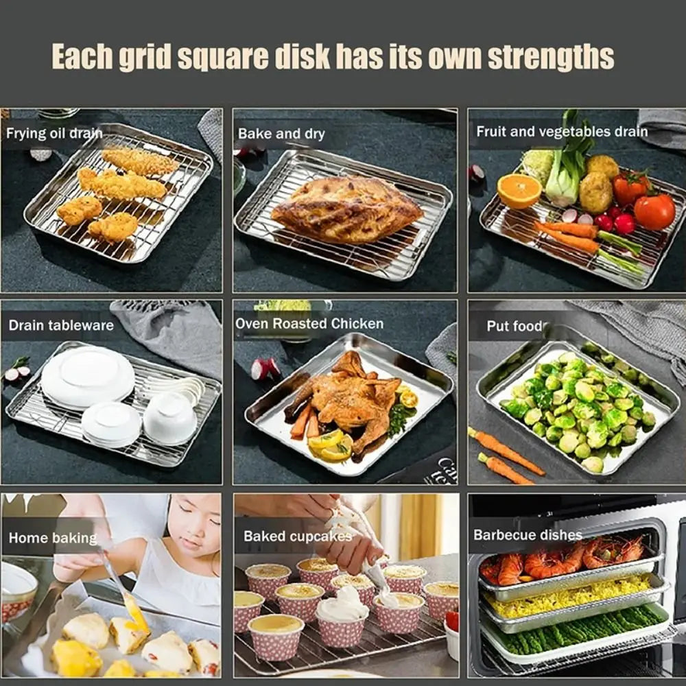 Non-Stick Stainless Steel Baking Pan Cooling Rack Removable