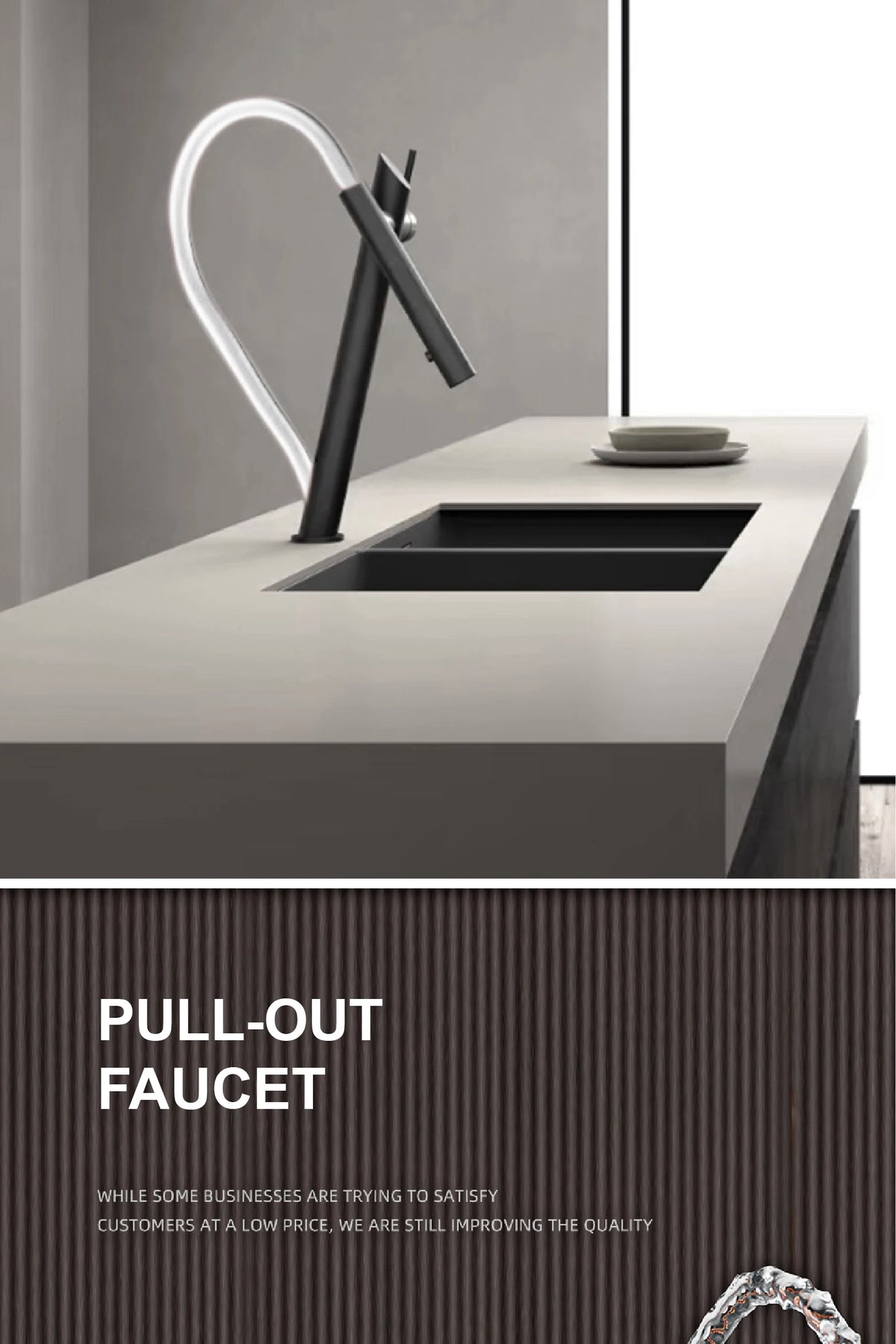Aitana Luxury Brass Black Faucet Pull-Out Design Dual