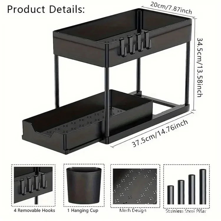 Tier Under Sink Organizer Sliding Cabinet Basket Organizer