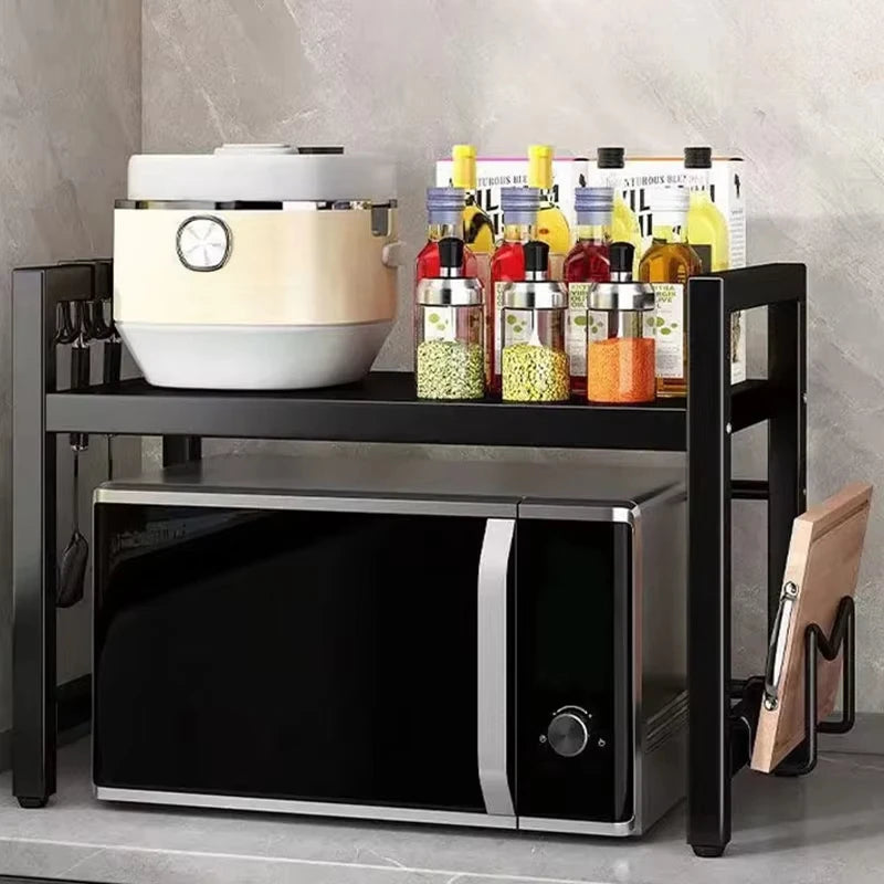 Height Adjustable Microwave Stand Heavy Duty 2-Tier Storage