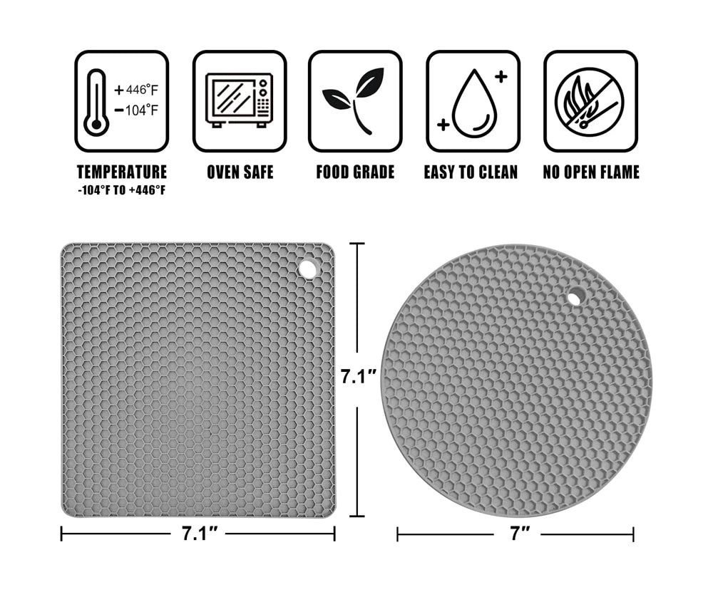 4pcs Silicone Mats Pot Holders Drying Mat Potholders