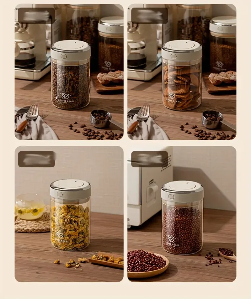 500/1100/1700 Coffee Beans Vacuum Sealed Tank Glass Food