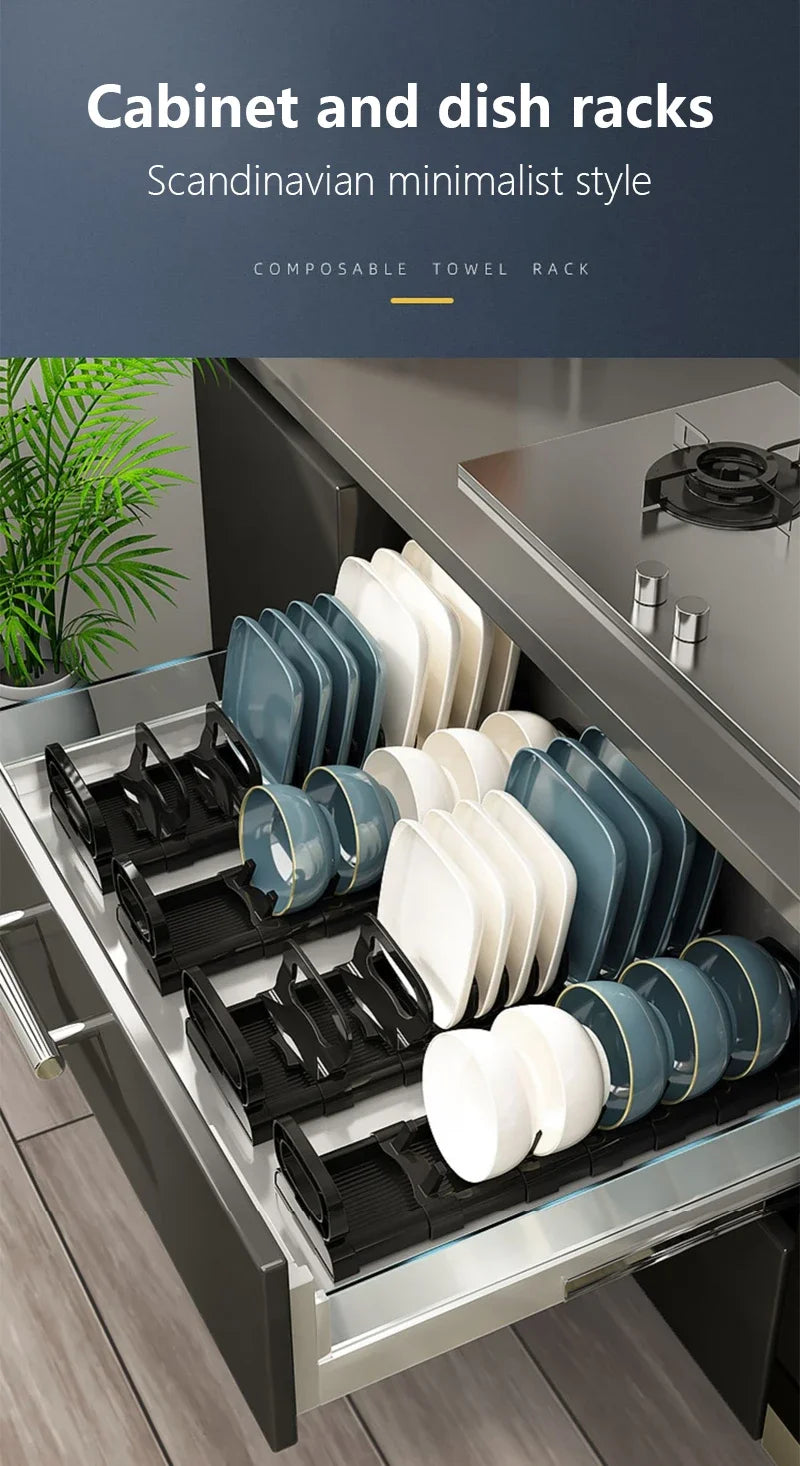 Cabinet Dish Storage Rack Drawer Built-In Dish Drain