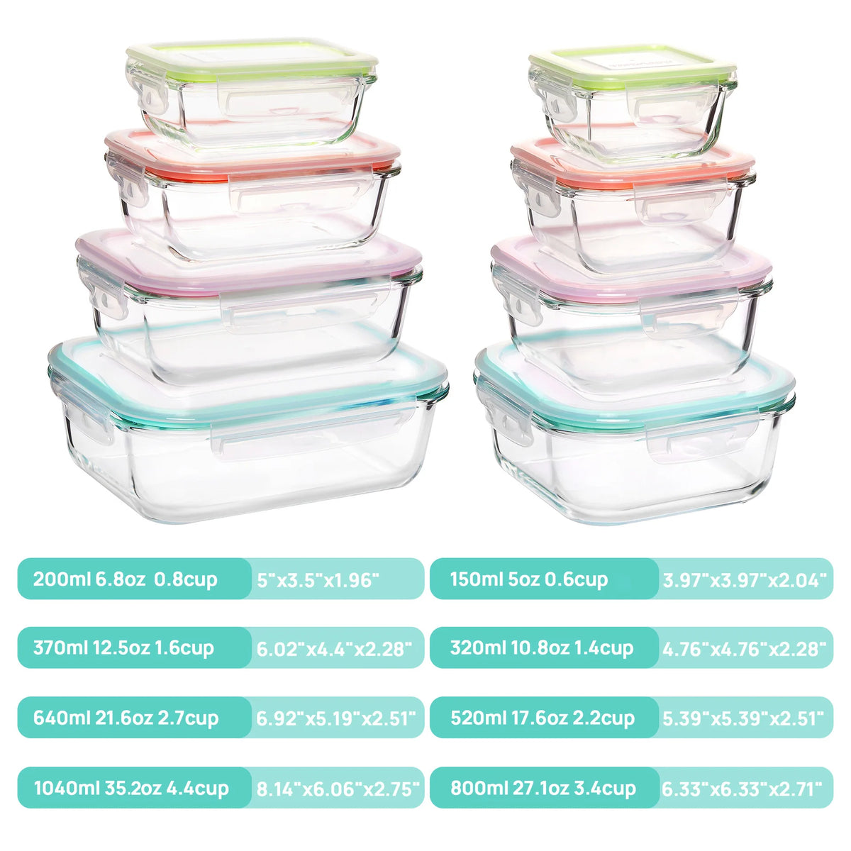 Glass Lunch Box Food Storage Containers Meal Prep