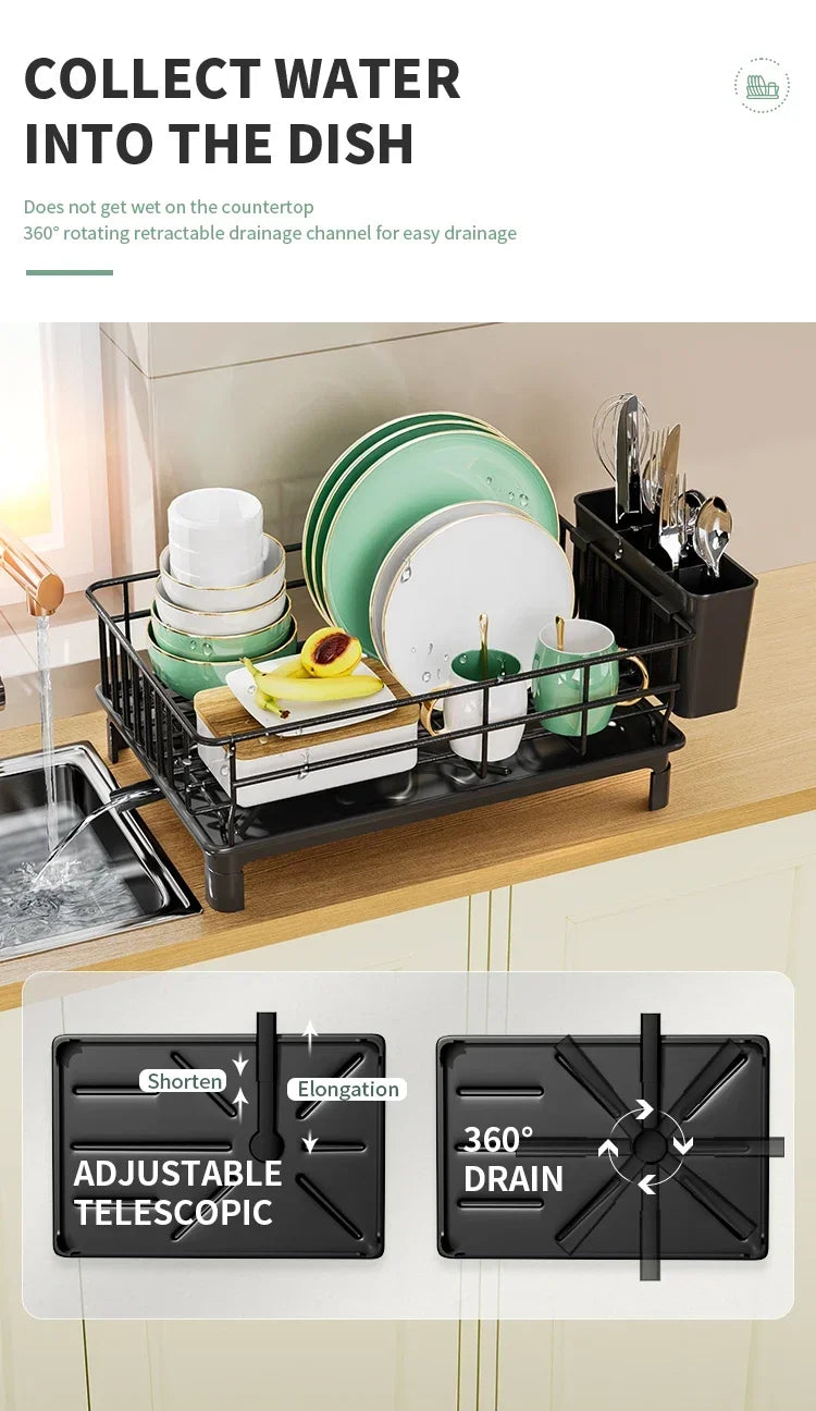 Dish Drying Rack Cutlery Rack Drain Tray Drip