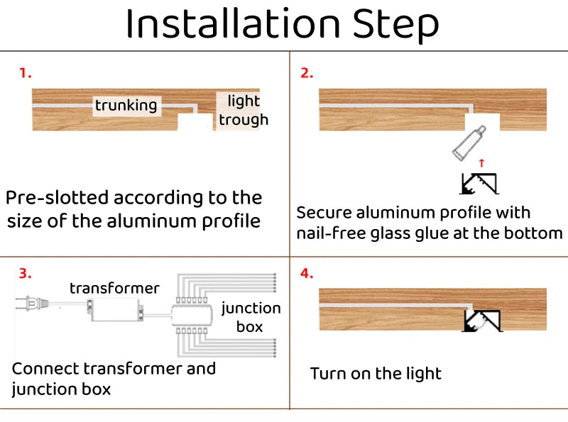 45degree Hidden Lighting Hard Bar Light Invisible Recessed