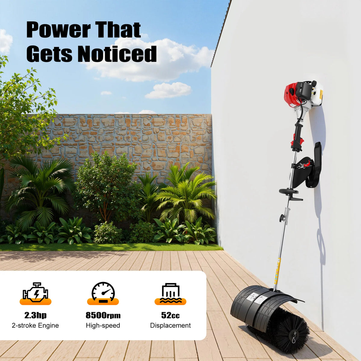3hp 52cc Gas Powered Walk Behind Sweeper Multi