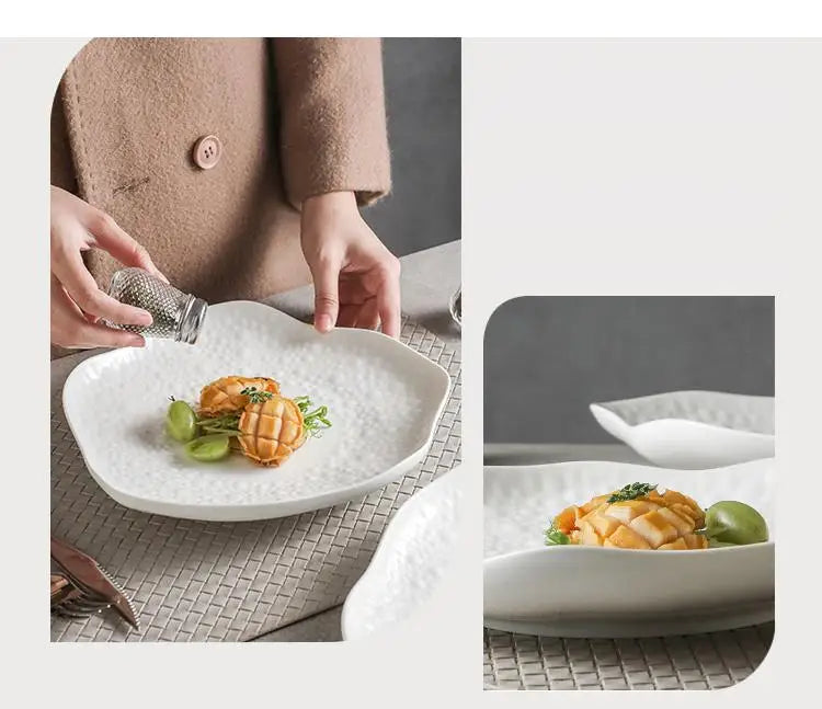 Ceramic Cooking Dishes Pasta Steak Plates Irregular Shape