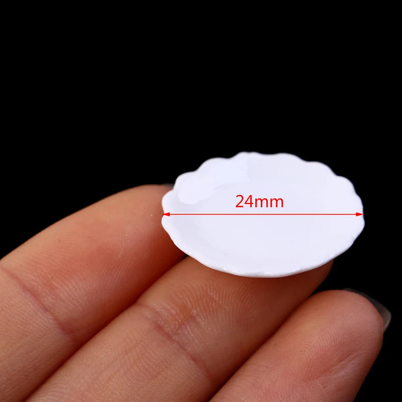 2pcs 12 Dollhouse Miniature Ceramic Plate Dessert Lace