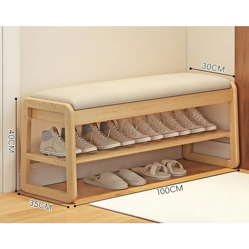 Solid Wood Storage Shoe Exchange Stool Solid Wood