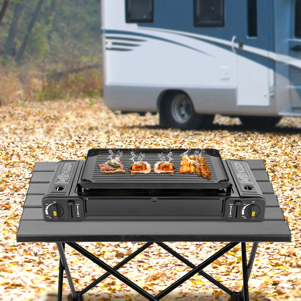 Double Head Barbecue Gas Stove Baking Tray Application