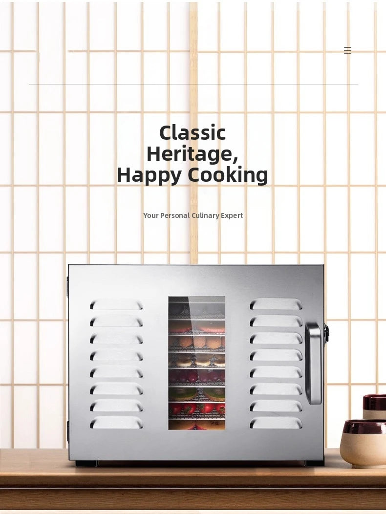 10-Tier Stainless Steel Food Dehydrator Dual Knobs 1000w