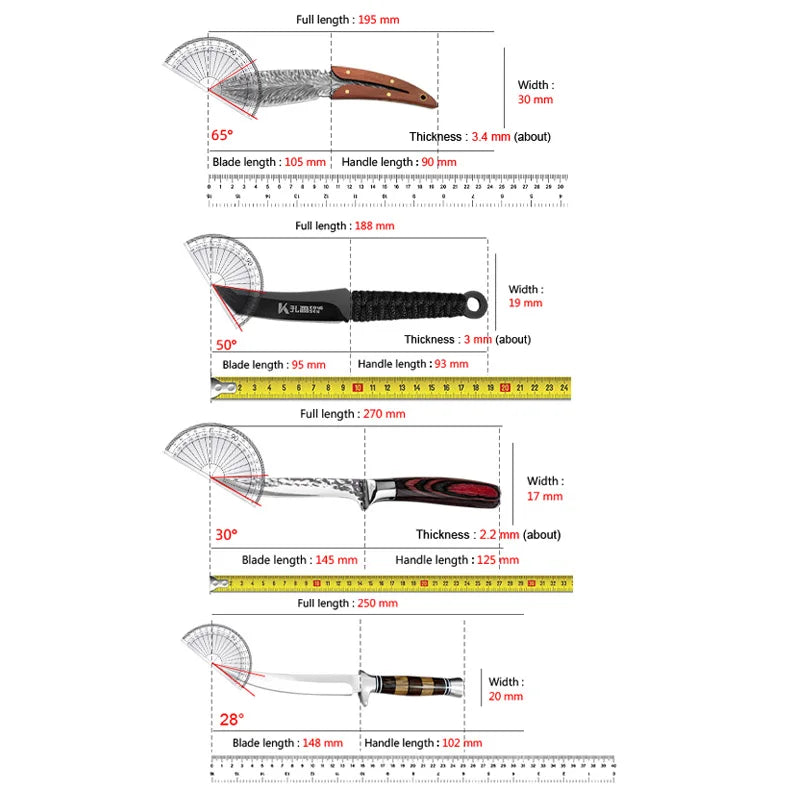 Stainless Steel Chef Knife Professional Boning Cleaver Wood