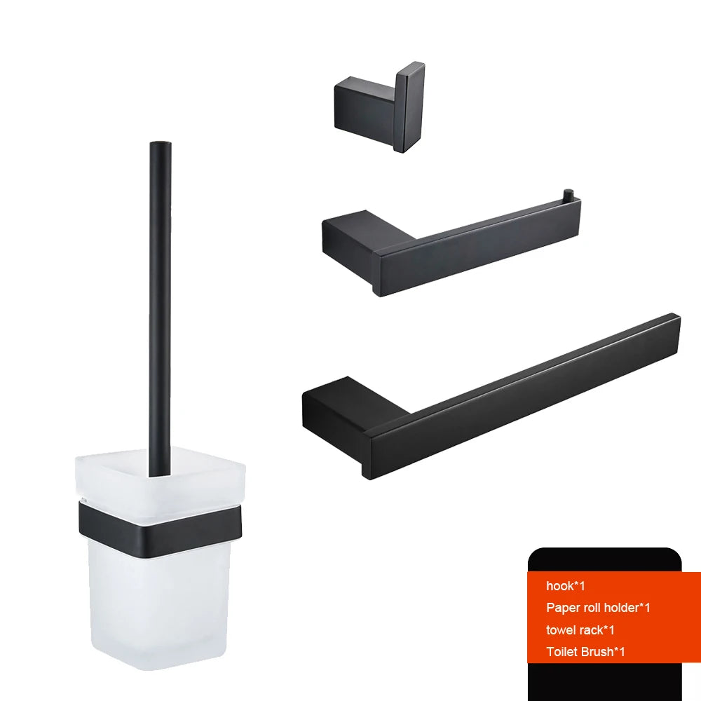 Matte Black Hook Towel Rack 304 Stainless Steel