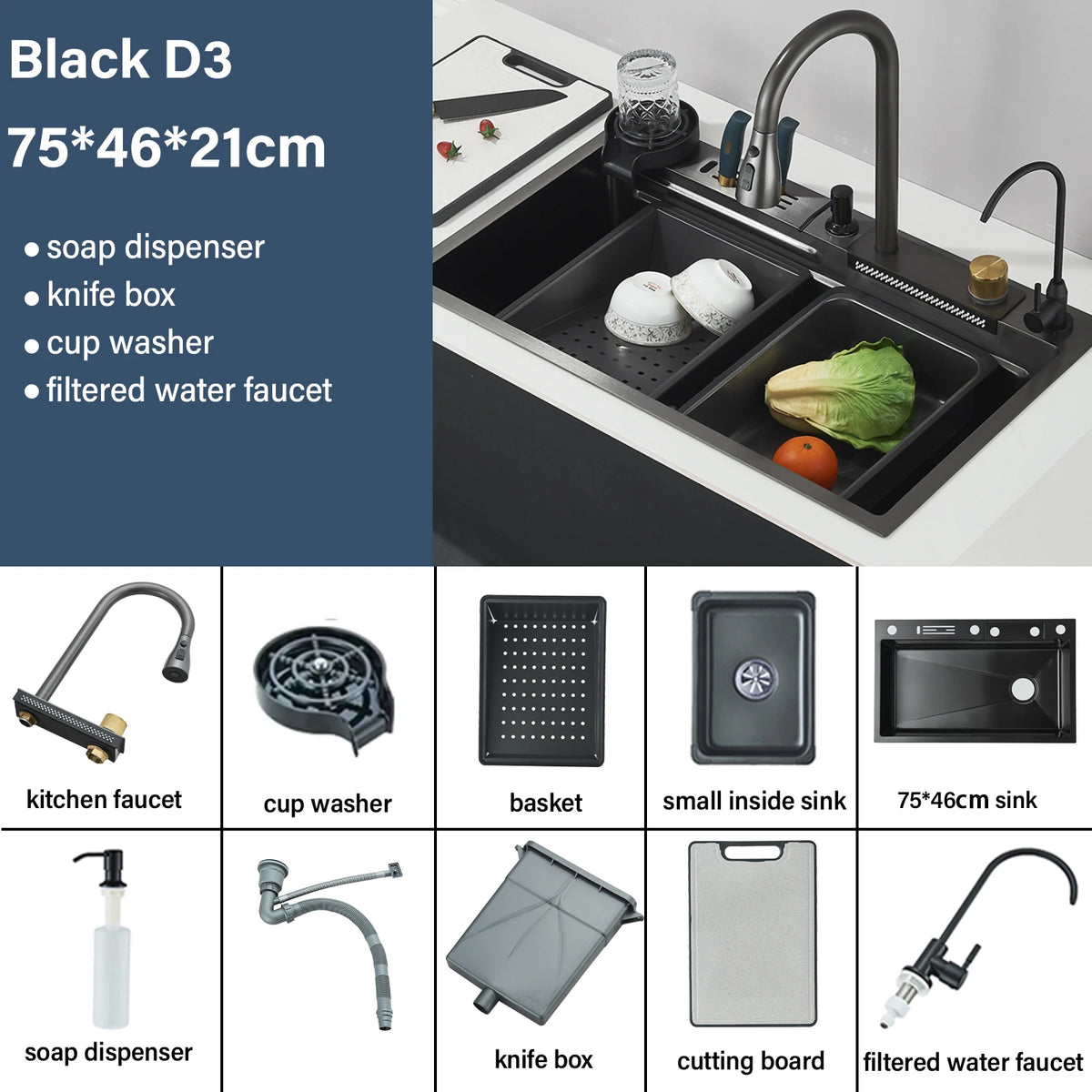 Shinesia 304 Stainless Steel Sink Digital Display Large