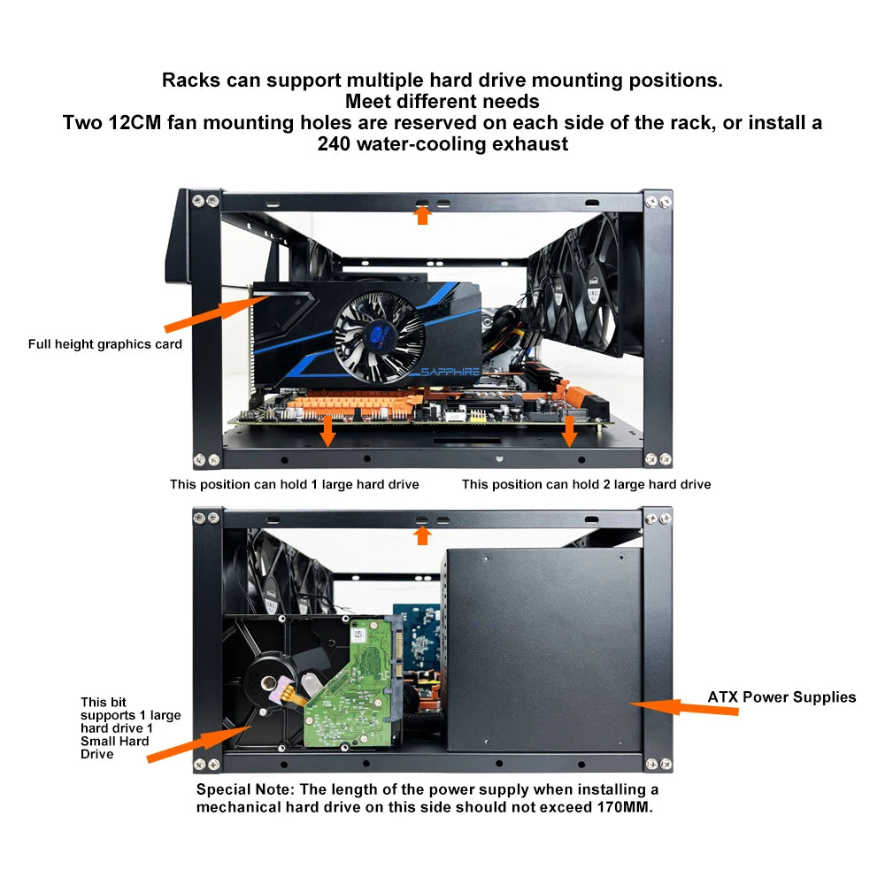 Diy Computer Motherboard Case Rack Aluminum Frame Chassis
