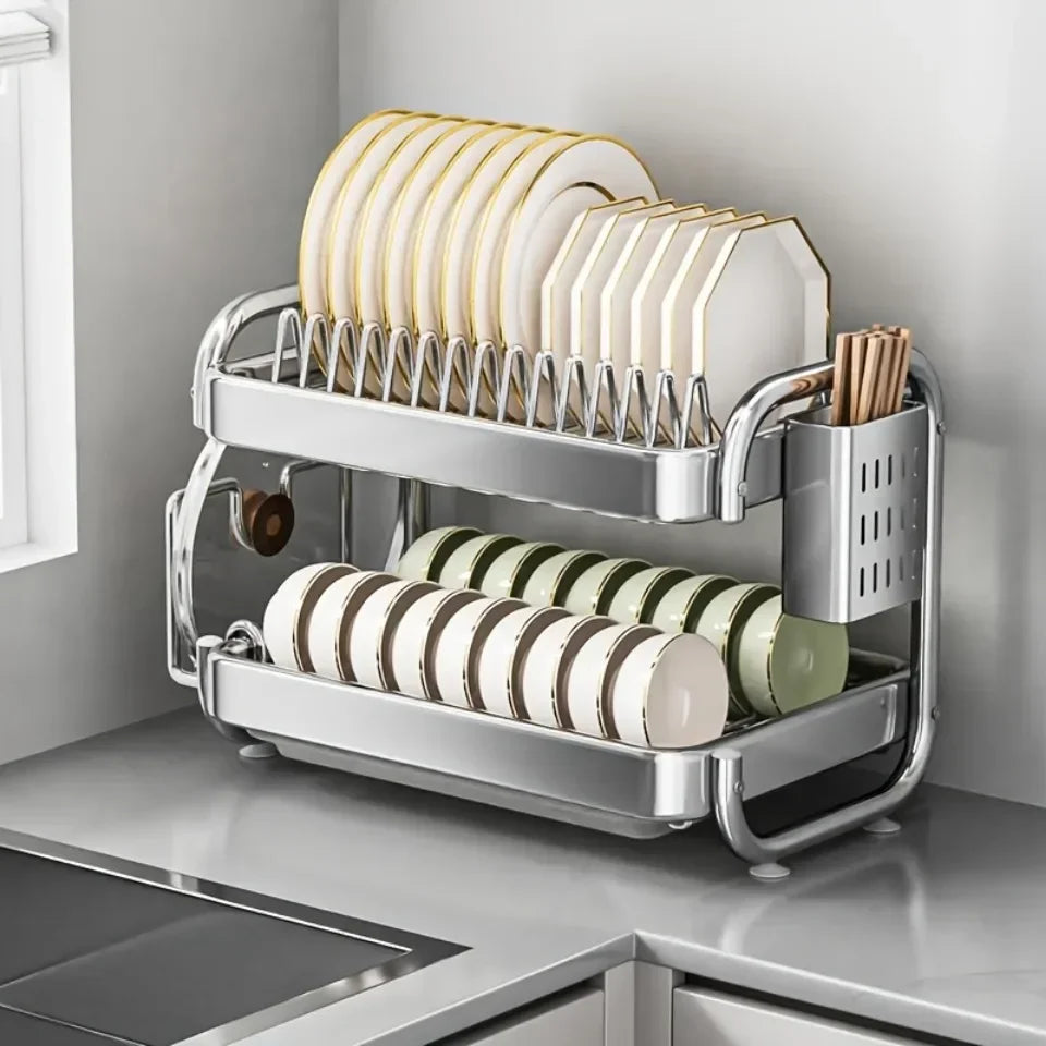 Dish Drying Rack Rustproof Big-Capacity Bowl Storage Shelf