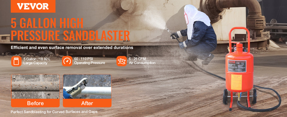 Succebuy 5/10/20 Gallon Sand Blaster 60-110 Psi Air