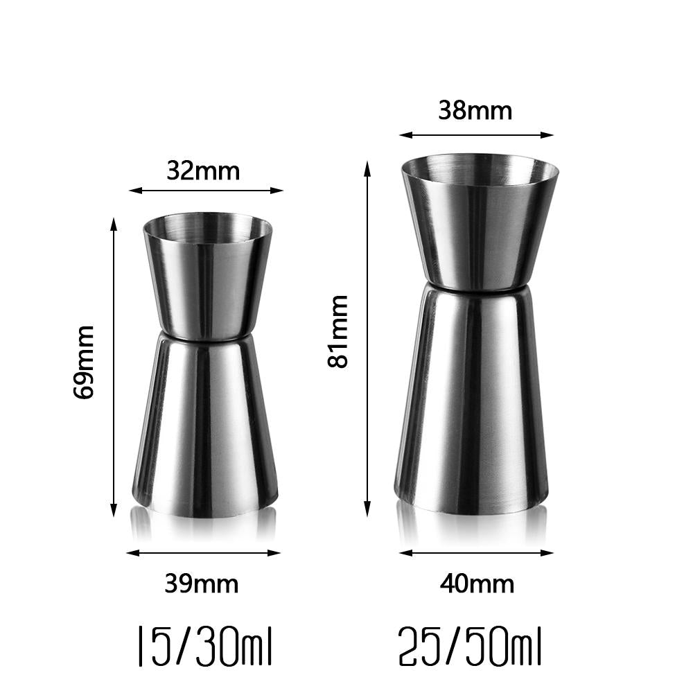 15/30ml Or 25/50ml Stainless Steel Cocktail Shaker Measure
