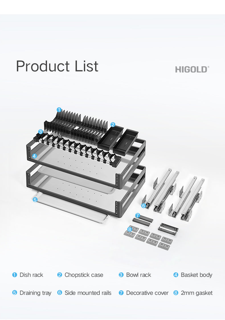 Higold 500mm Cabinet Pull Basket Double Drawer Dish