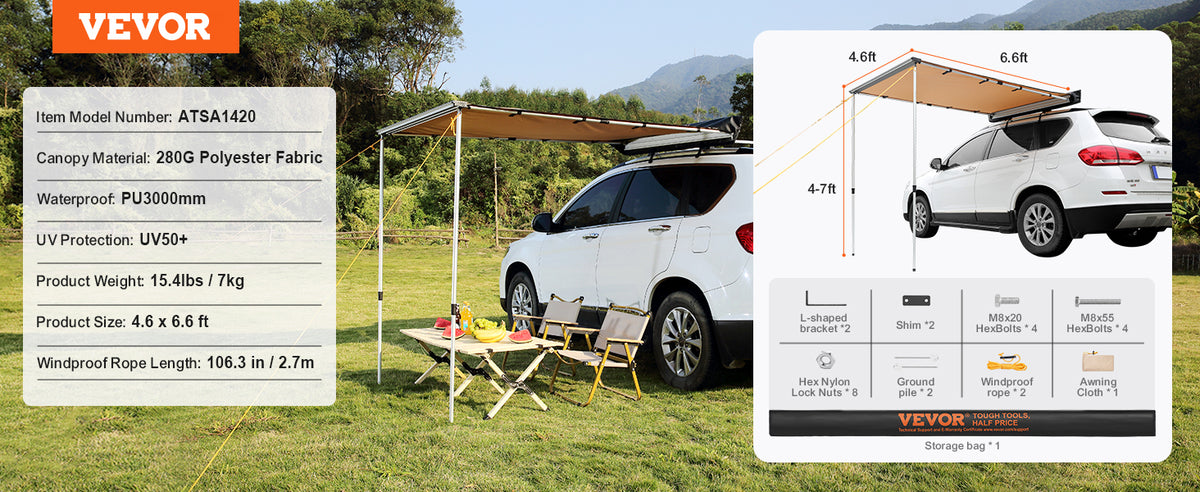 Succebuy Vehicle Awning Retractable Car Side Awning Car