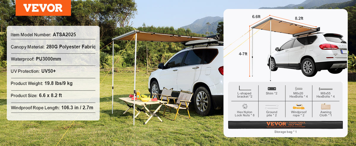 Succebuy Vehicle Awning Retractable Car Side Awning Car