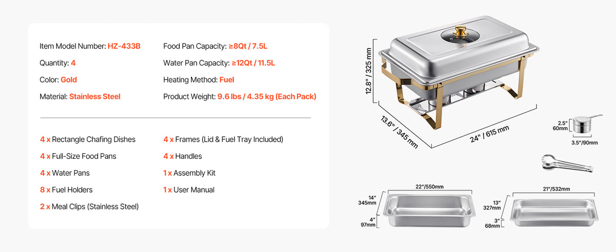 Succebuy Qt Pack Chafing Dish Buffet Stainless Steel