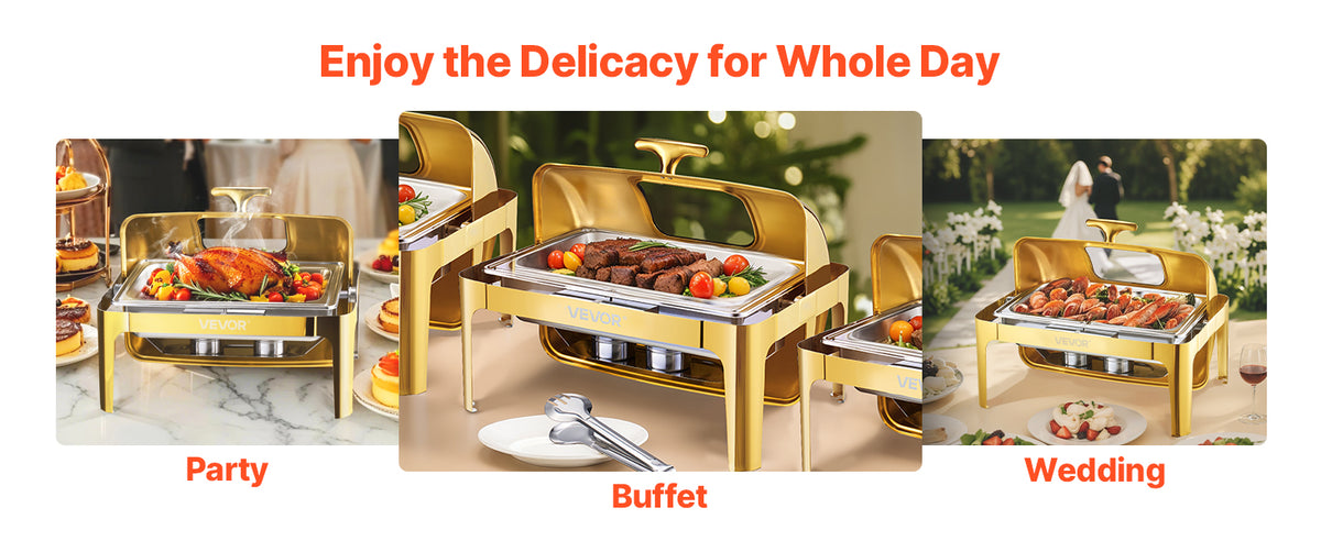 Succebuy 9qt Roll Top Chafing Dish Buffet Stainless