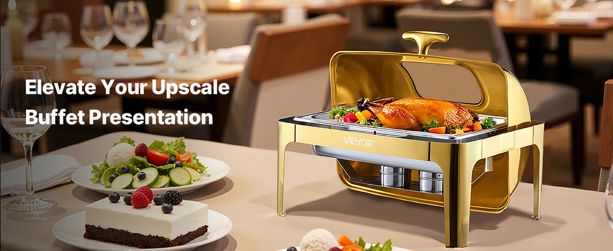 Succebuy 9qt Roll Top Chafing Dish Buffet Stainless