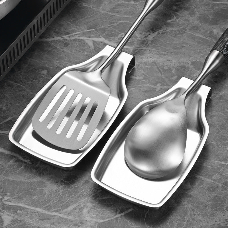 1pc Stainless Steel Spoon Rest Utensil Holder Tray