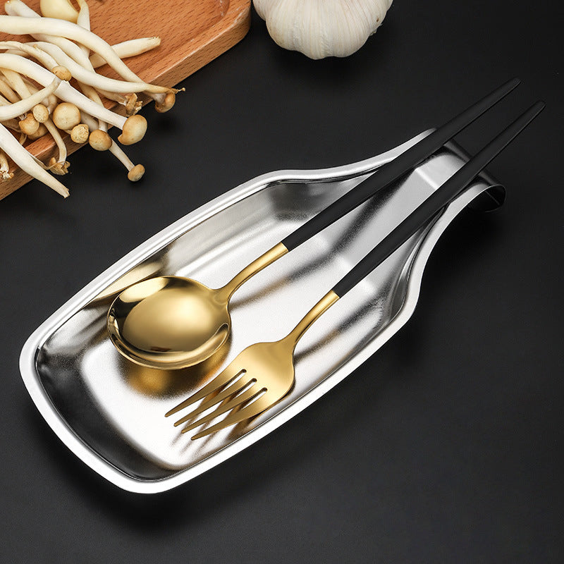 1pc Stainless Steel Spoon Rest Utensil Holder Tray