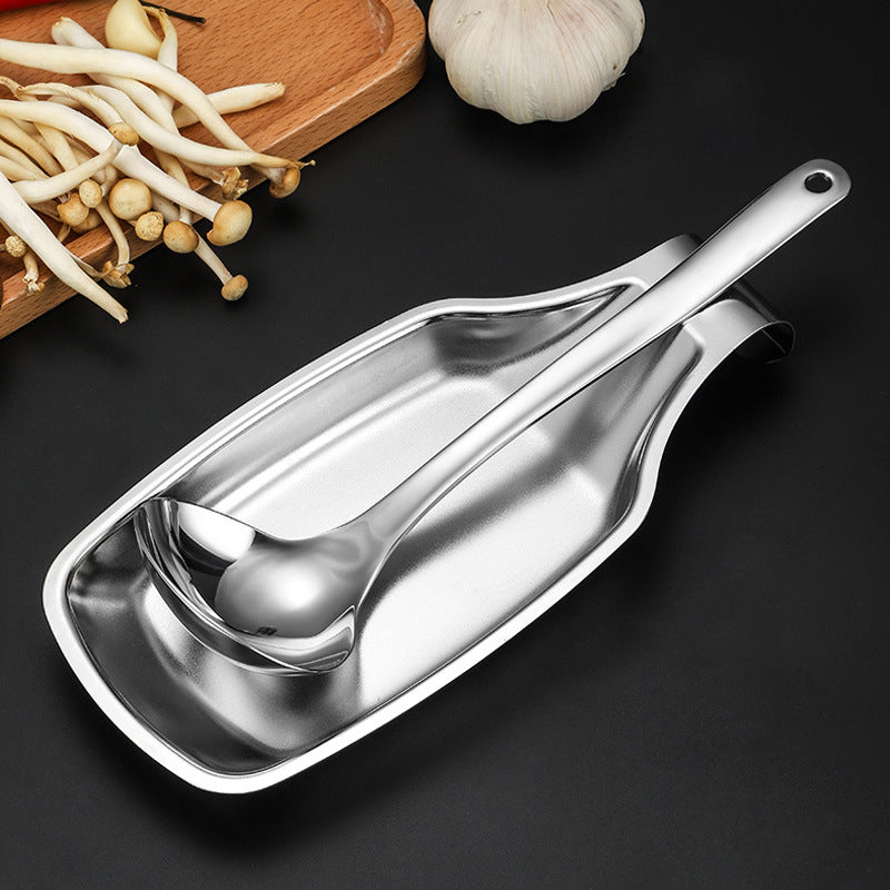 1pc Stainless Steel Spoon Rest Utensil Holder Tray