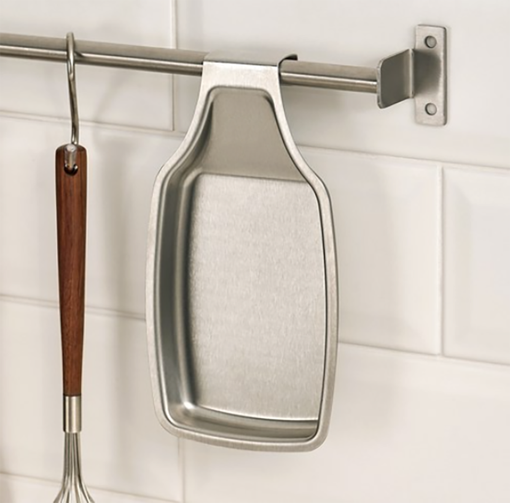1pc Stainless Steel Spoon Rest Utensil Holder Tray